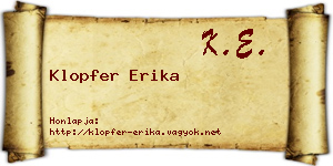 Klopfer Erika névjegykártya